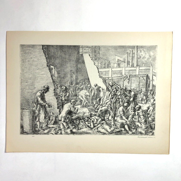 Reginald Marsh "The Jungle" 1930s Art Print Great Depression New York Sketch Vtg - Picture 6 of 11